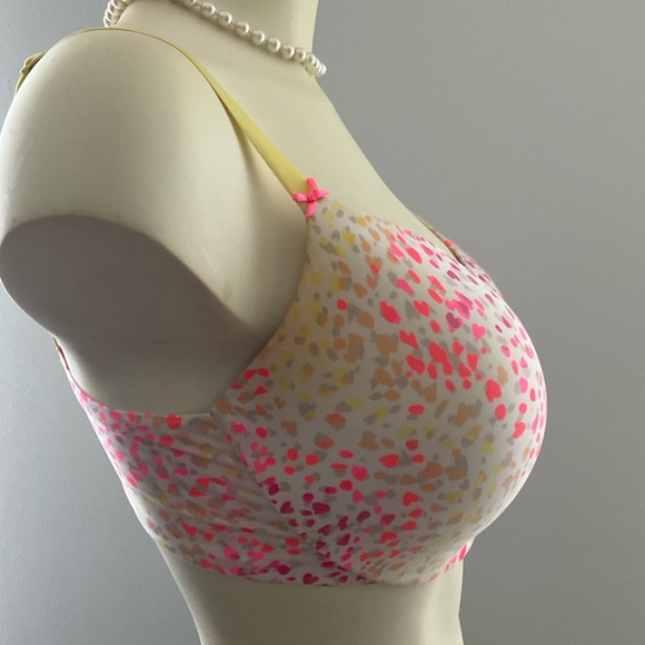Victoria's Secret Plunge 36DD  Padded Underwire Pink and Yellow Patterned Bra - Picture 6 of 9